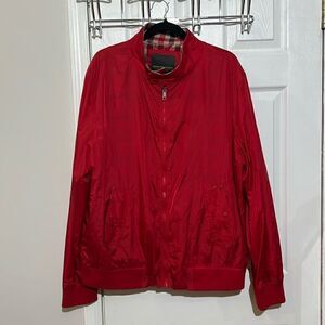 John Bartlett Statements Red Plain Flannel Lined windbreaker Jacket XL